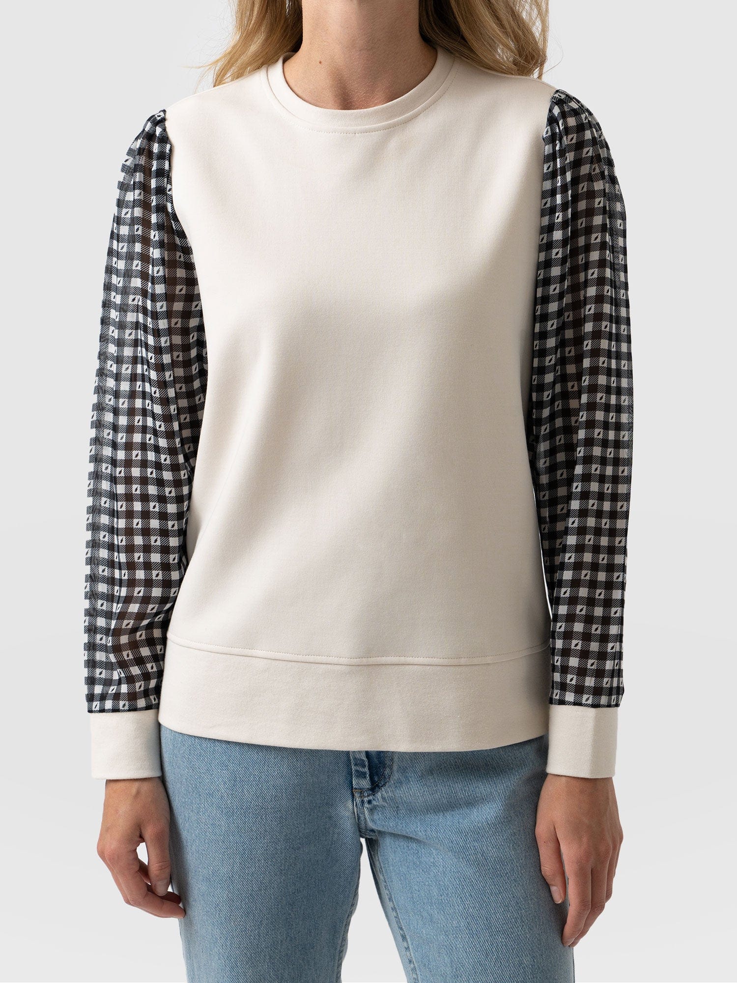 Midnight Sweater Cream Lightning Gingham - Women's Sweaters | Saint + Sofia® UK